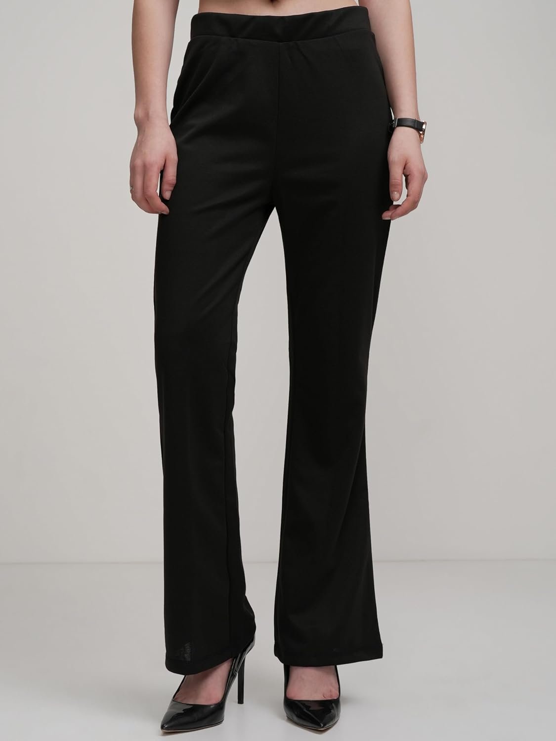 Tokyo Talkies Women's Slim Fit Bootcut Trousers | Stretchable Trousers | Casual Trousers | Mid-Rise by Prixsa.com - Image 5