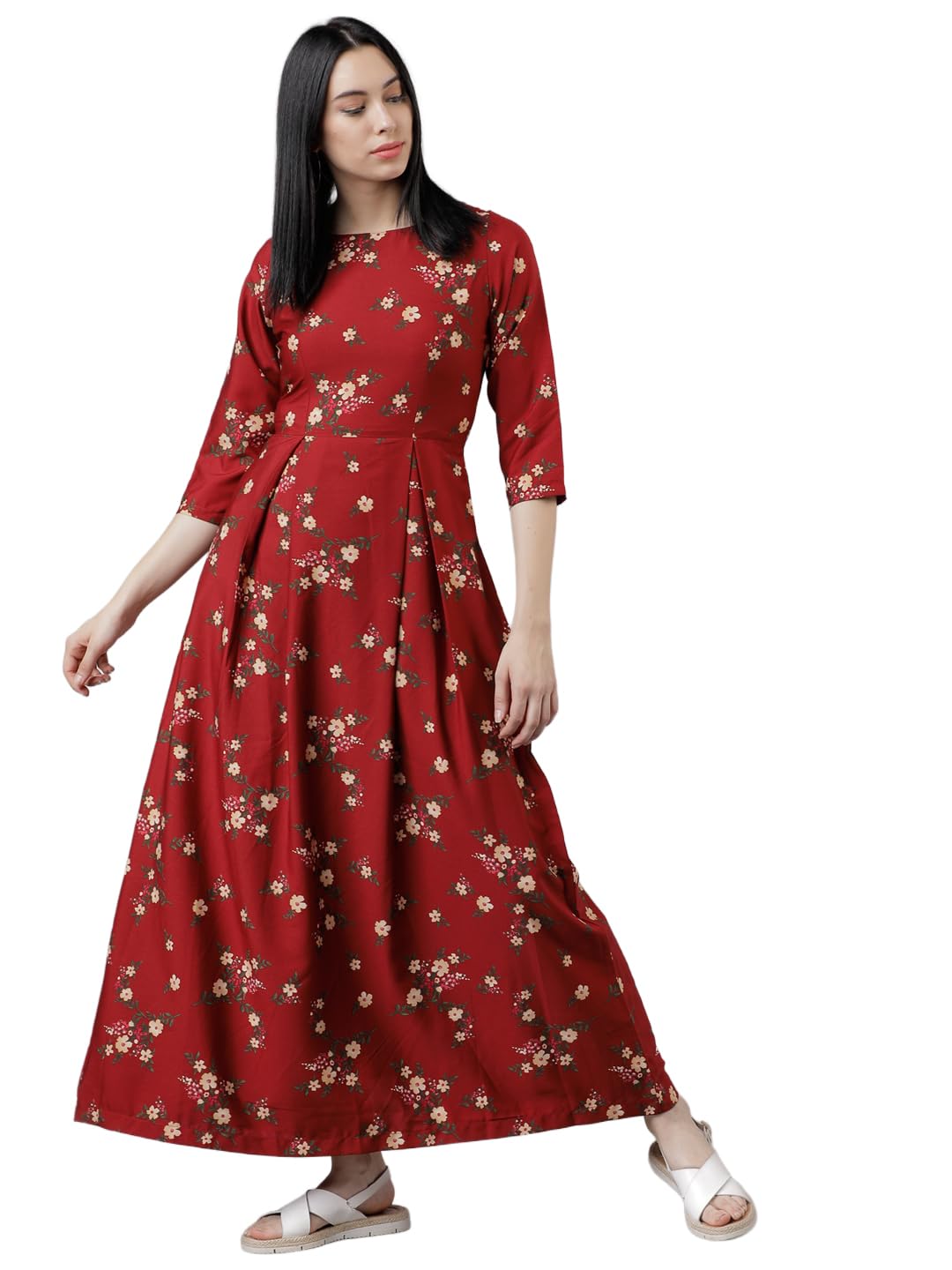 Tokyo Talkies Women's Three-Quarter Sleeves Boat Neck Printed Dresses | Stylish Dresses | Casual Dresses by Prixsa.com