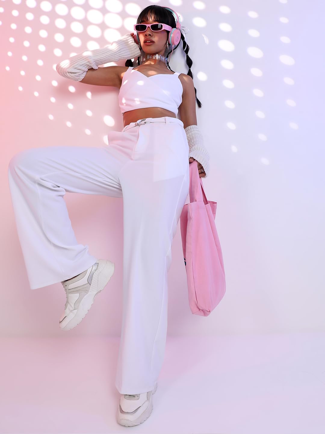 Tokyo Talkies Women's Flared Regular Mid-Rise Stretchable Casual Trousers by Prixsa.com - Image 2