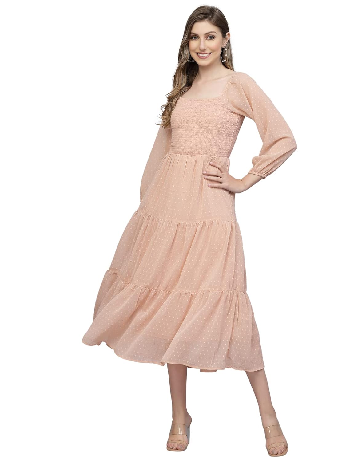 AAYU FIT & Flare Dobby Smoking Yoke Dress by Prixsa.com