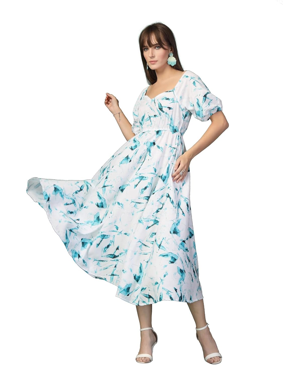 OOMPH! Women's Crepe Fit and Flare Midi Dress by Prixsa.com