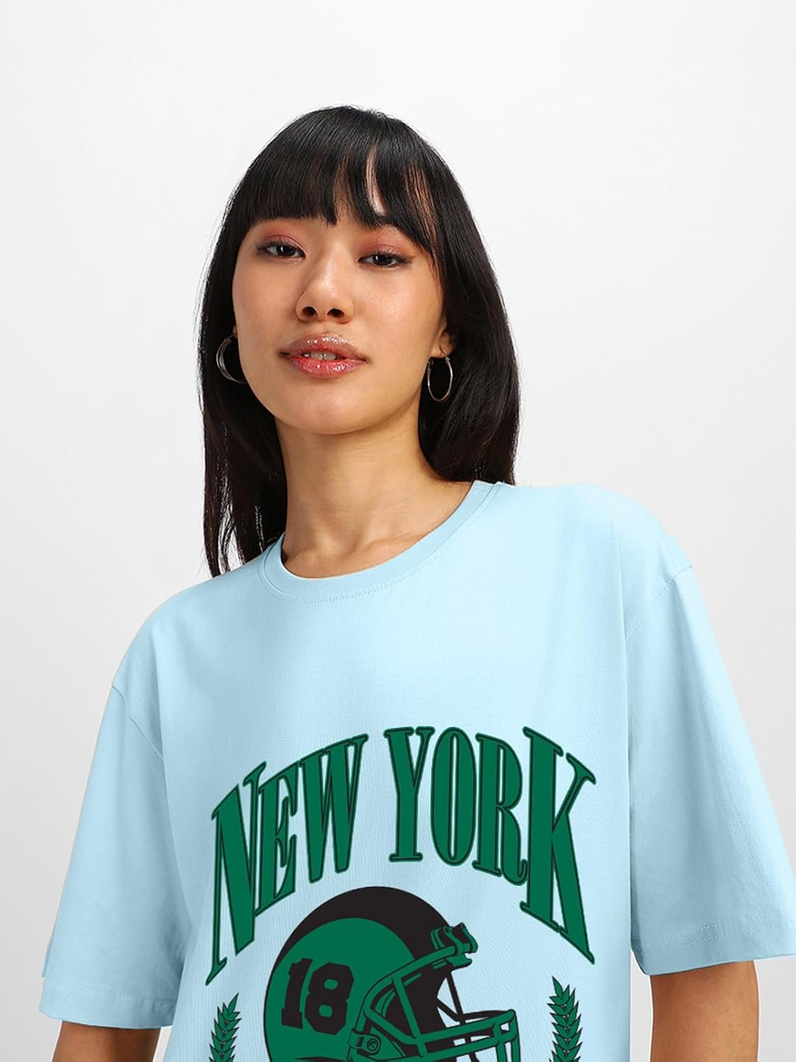 JUNEBERRY® Round Neck Drop Shoulder Round Neck Black & White Graphic Printed Pure Cotton Oversized Baggy Fit Half Sleeve T-Shirt for Women & Girls (Sizes: S to 2XL) by Prixsa.com - Image 3