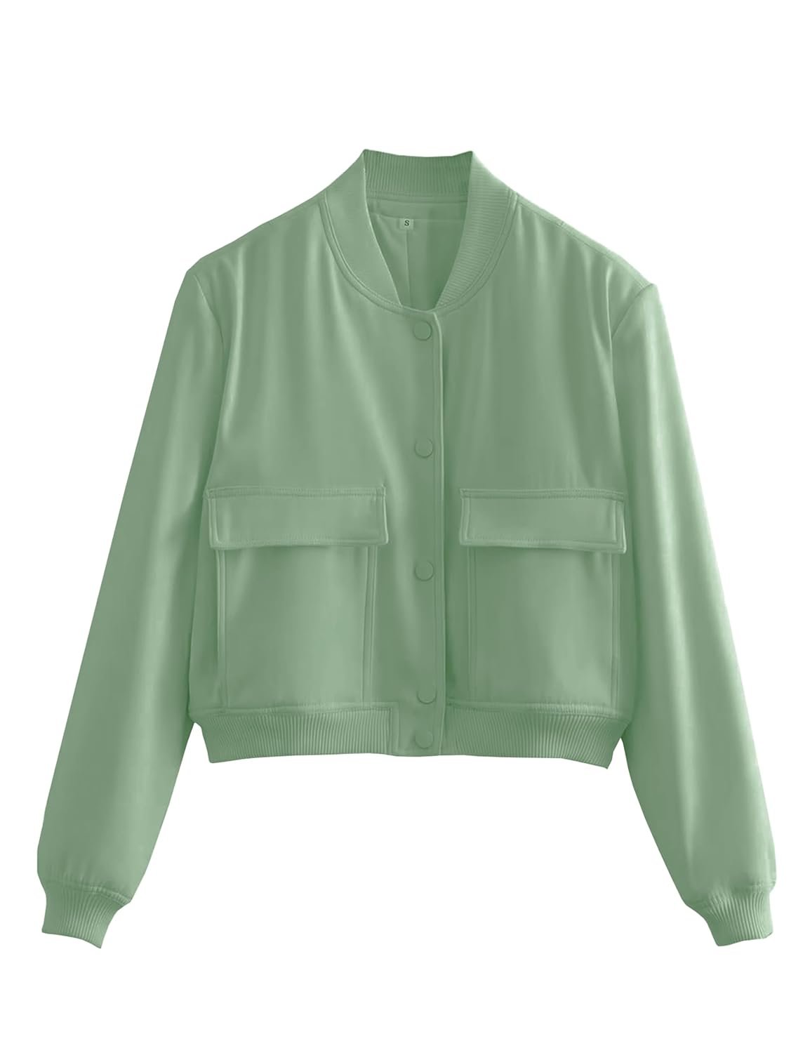 Lumister Women's Fashion Cropped Button Down Lightweight Cropped Bomber Jacket Varsity Shacket with Side Pockets by Prixsa.com - Image 5