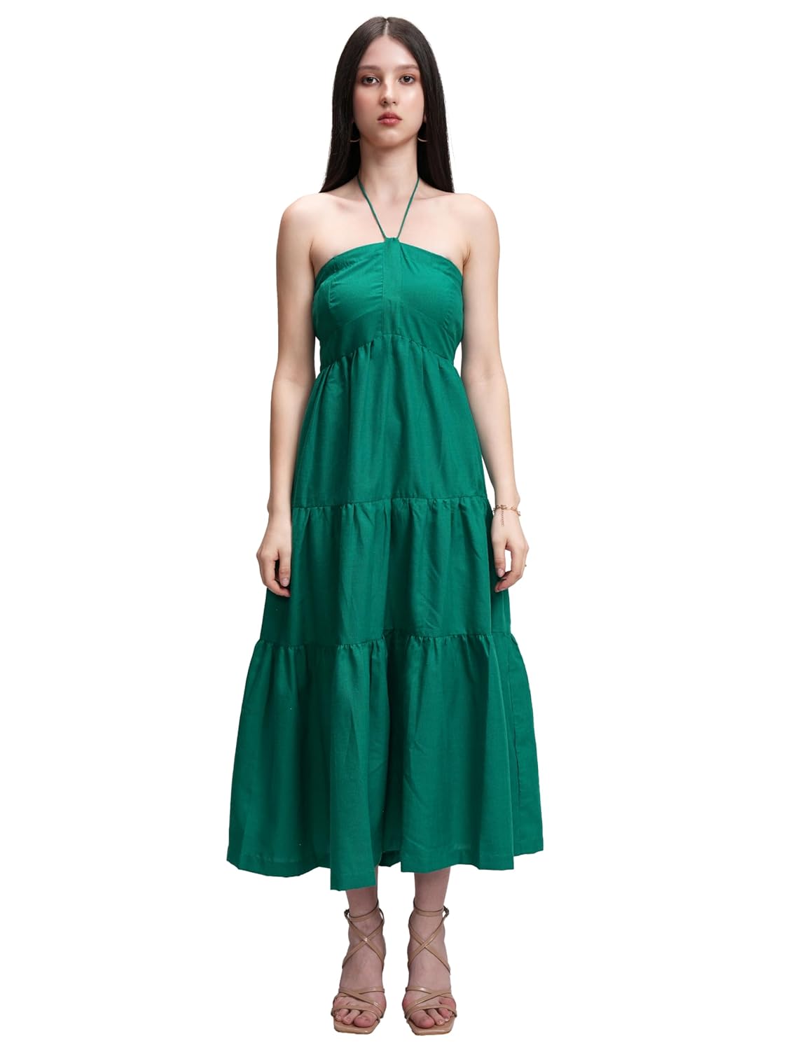 Tokyo Talkies Womens Dresses Women | Halter Neck | Tiered Maxi Dress | Elegant & Flowy | Perfect for Casual & Special Occasions| Stylish by Prixsa.com