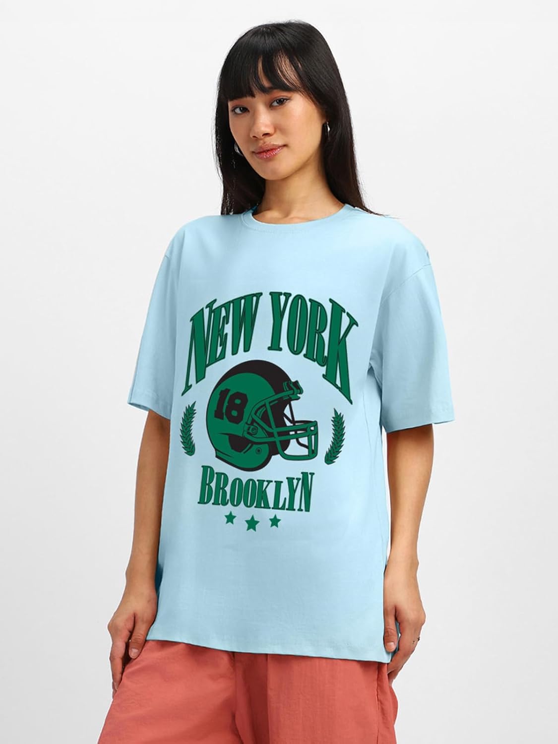 JUNEBERRY® Round Neck Drop Shoulder Round Neck Black & White Graphic Printed Pure Cotton Oversized Baggy Fit Half Sleeve T-Shirt for Women & Girls (Sizes: S to 2XL) by Prixsa.com - Image 6