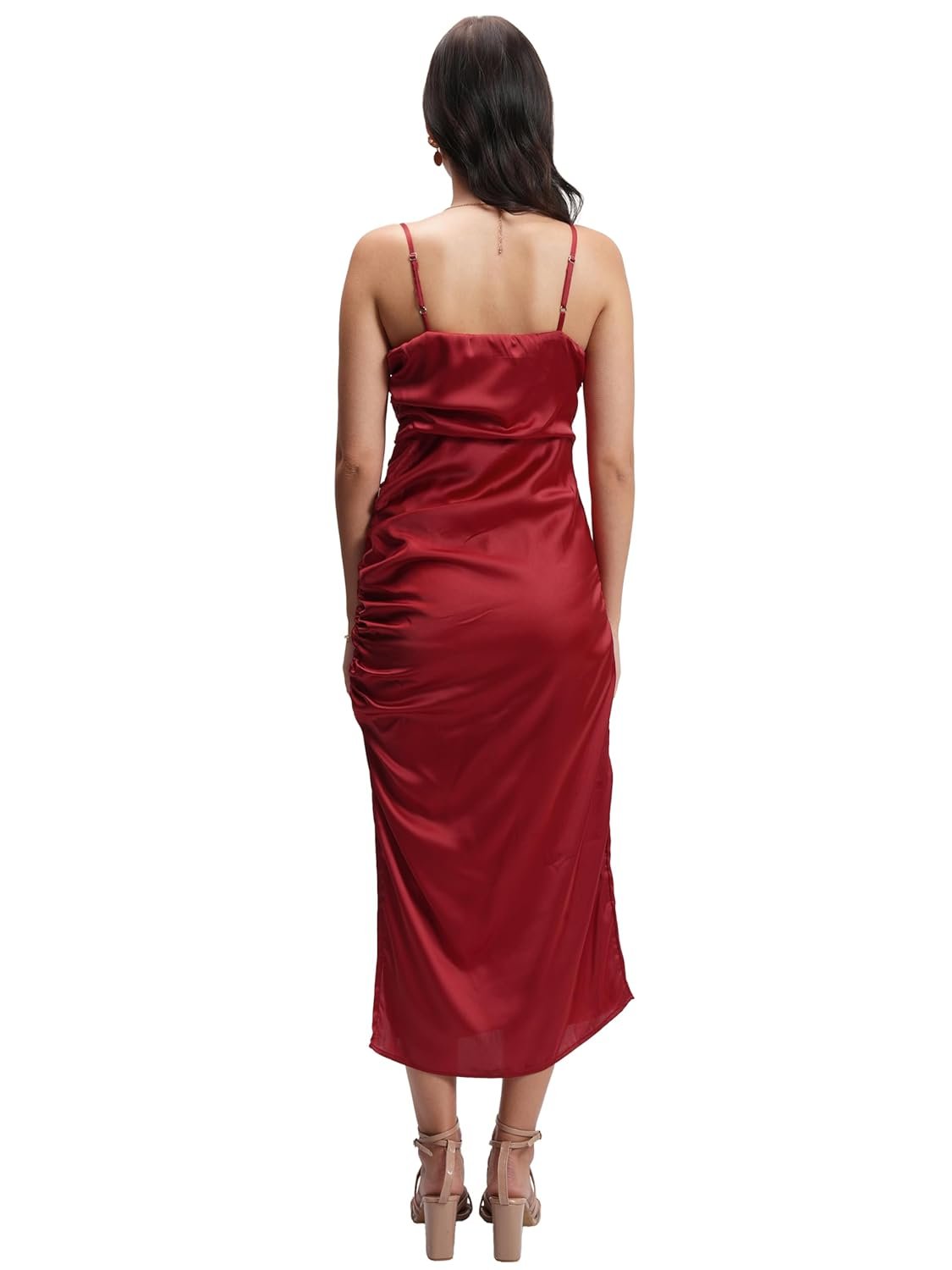 Tokyo Talkies Women's Elegant Shoulder Strap Ruched Sheath Dress | Flattering Short Silhouette for a Chic Look by Prixsa.com - Image 3