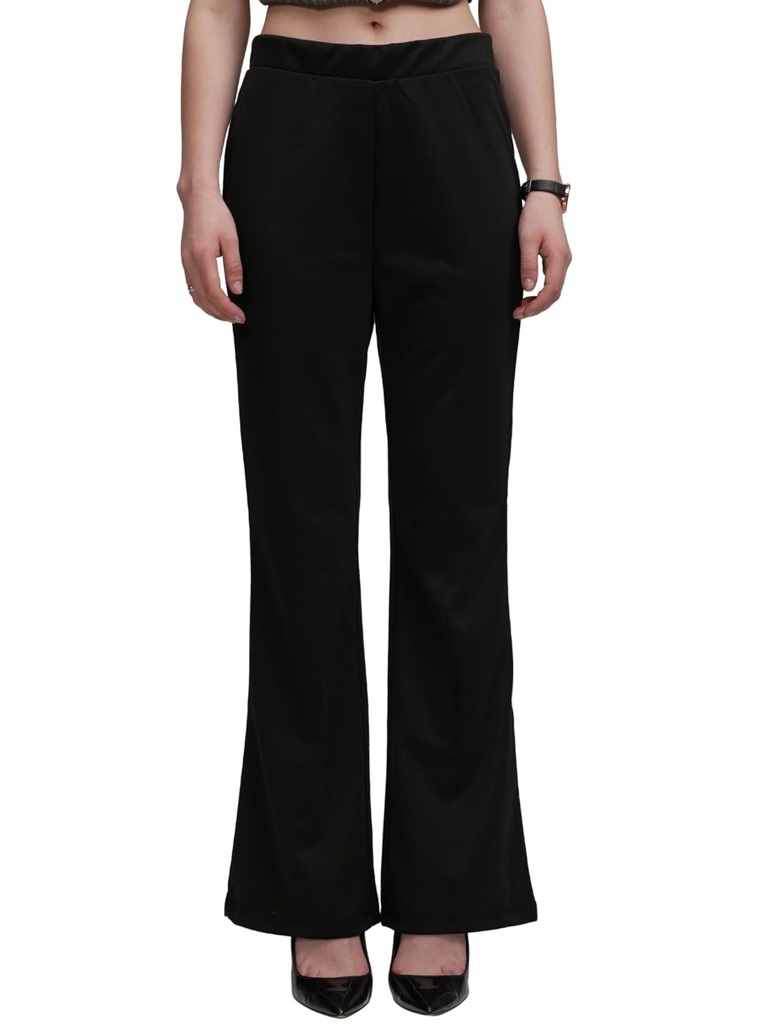 Tokyo Talkies Women's Slim Fit Bootcut Trousers | Stretchable Trousers | Casual Trousers | Mid-Rise by Prixsa.com