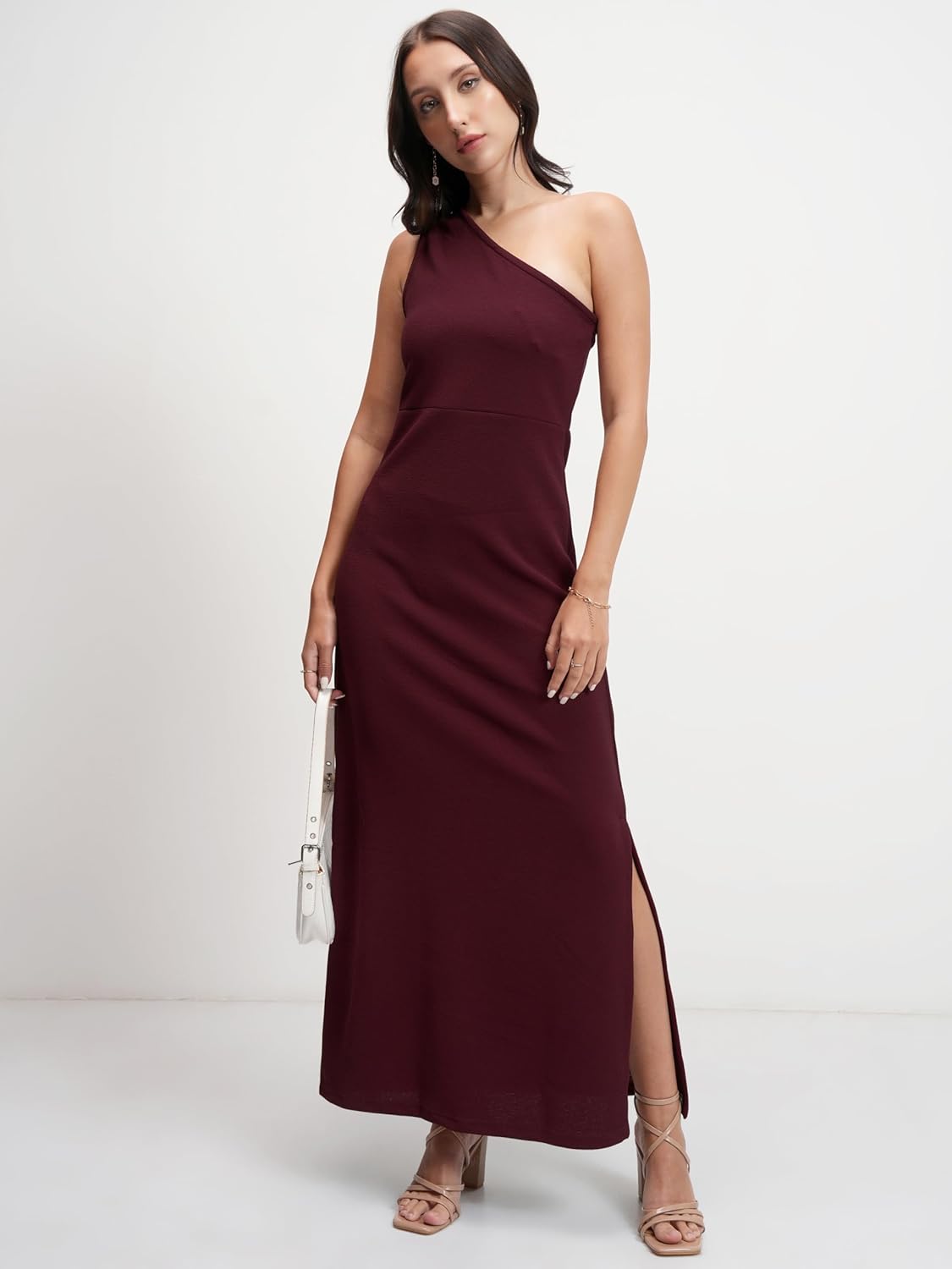 Tokyo Talkies Womens One-Shoulder Sheath Dress | Sleek & Sophisticated | Midi-Length with A Modern Asymmetrical Neckline | Glamourous| Stylish by Prixsa.com - Image 2