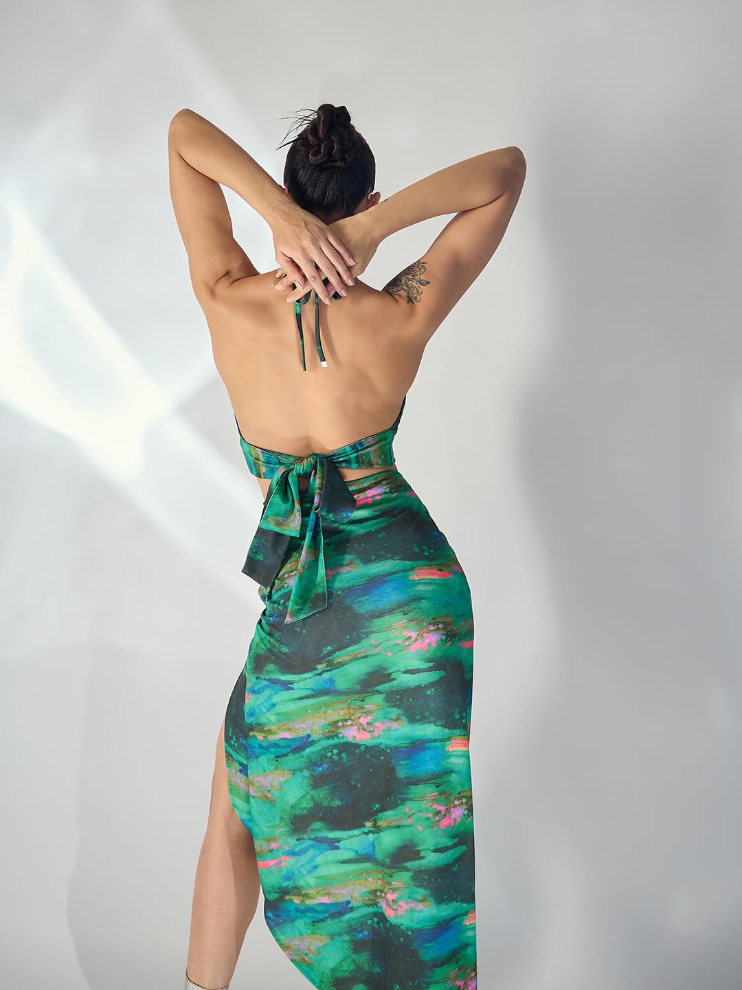 Uptownie Lite Printed Stretchable Halter Neck Top and Skirt Set by Prixsa.com - Image 6
