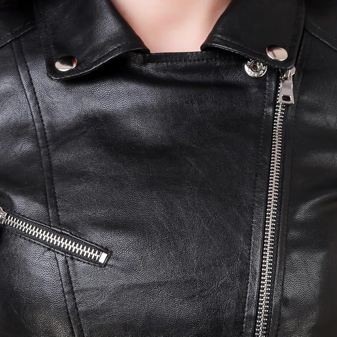 Faux Leather Casual Solid biker stylish full sleeve Regular Jacket and Short Coat for Women And Girls by Prixsa.com - Image 6