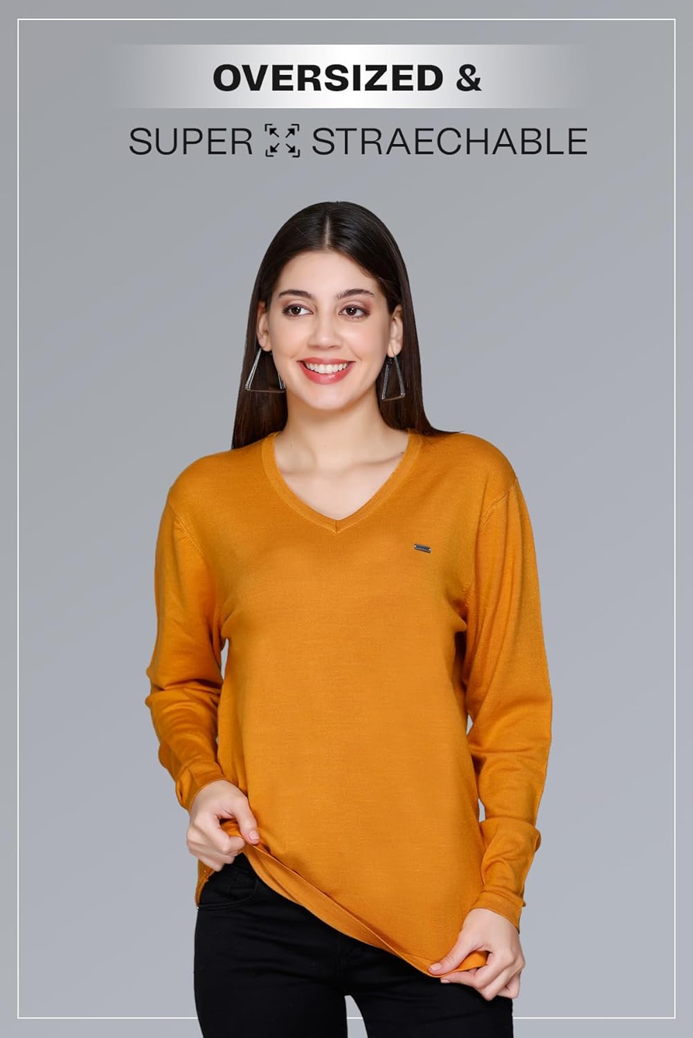 GODFREY Women Wool blend V Neck Sweater by Prixsa.com - Image 2