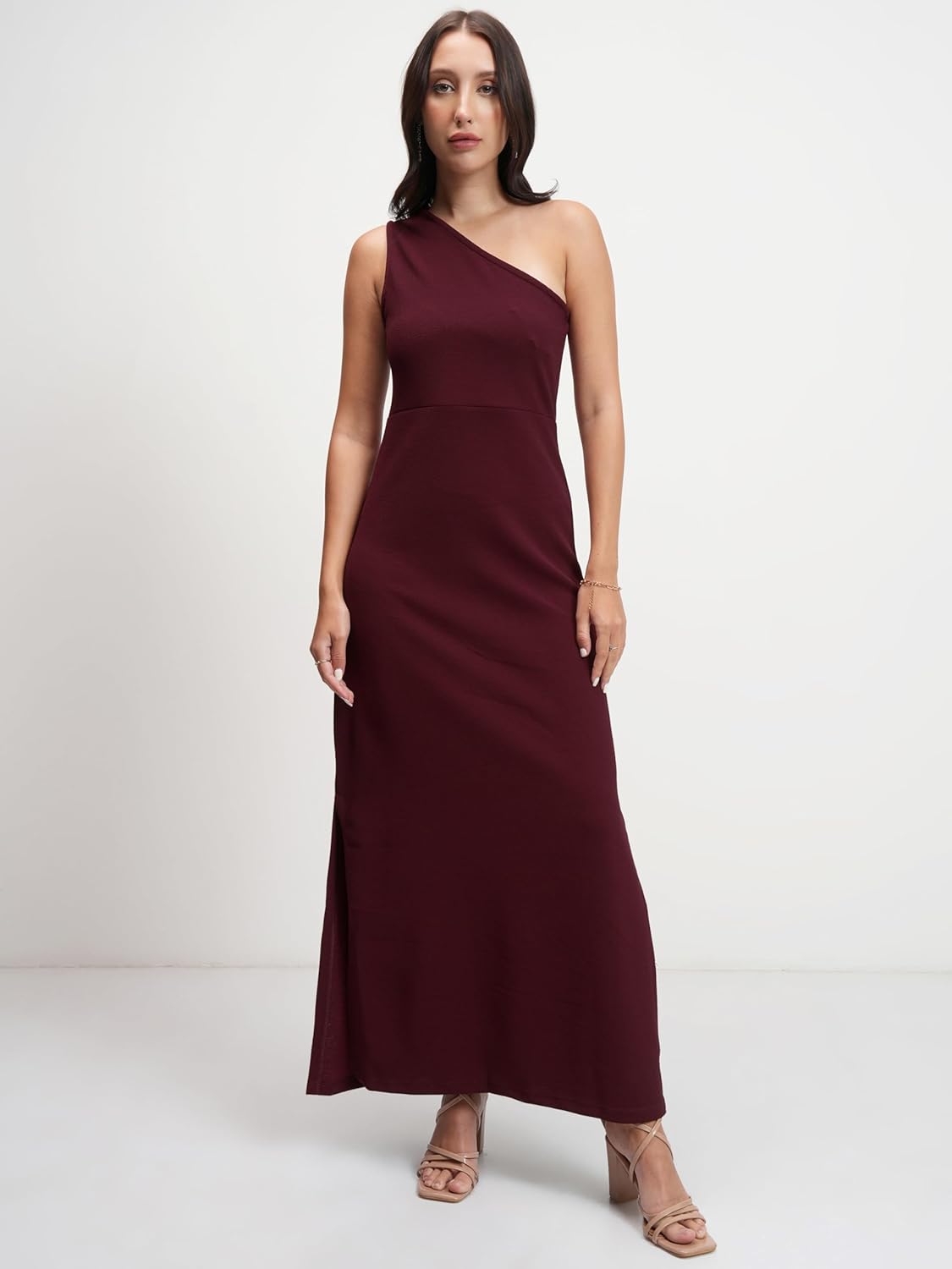 Tokyo Talkies Womens One-Shoulder Sheath Dress | Sleek & Sophisticated | Midi-Length with A Modern Asymmetrical Neckline | Glamourous| Stylish by Prixsa.com - Image 5