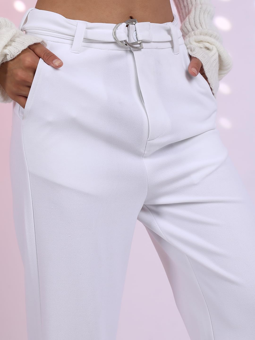 Tokyo Talkies Women's Flared Regular Mid-Rise Stretchable Casual Trousers by Prixsa.com - Image 6