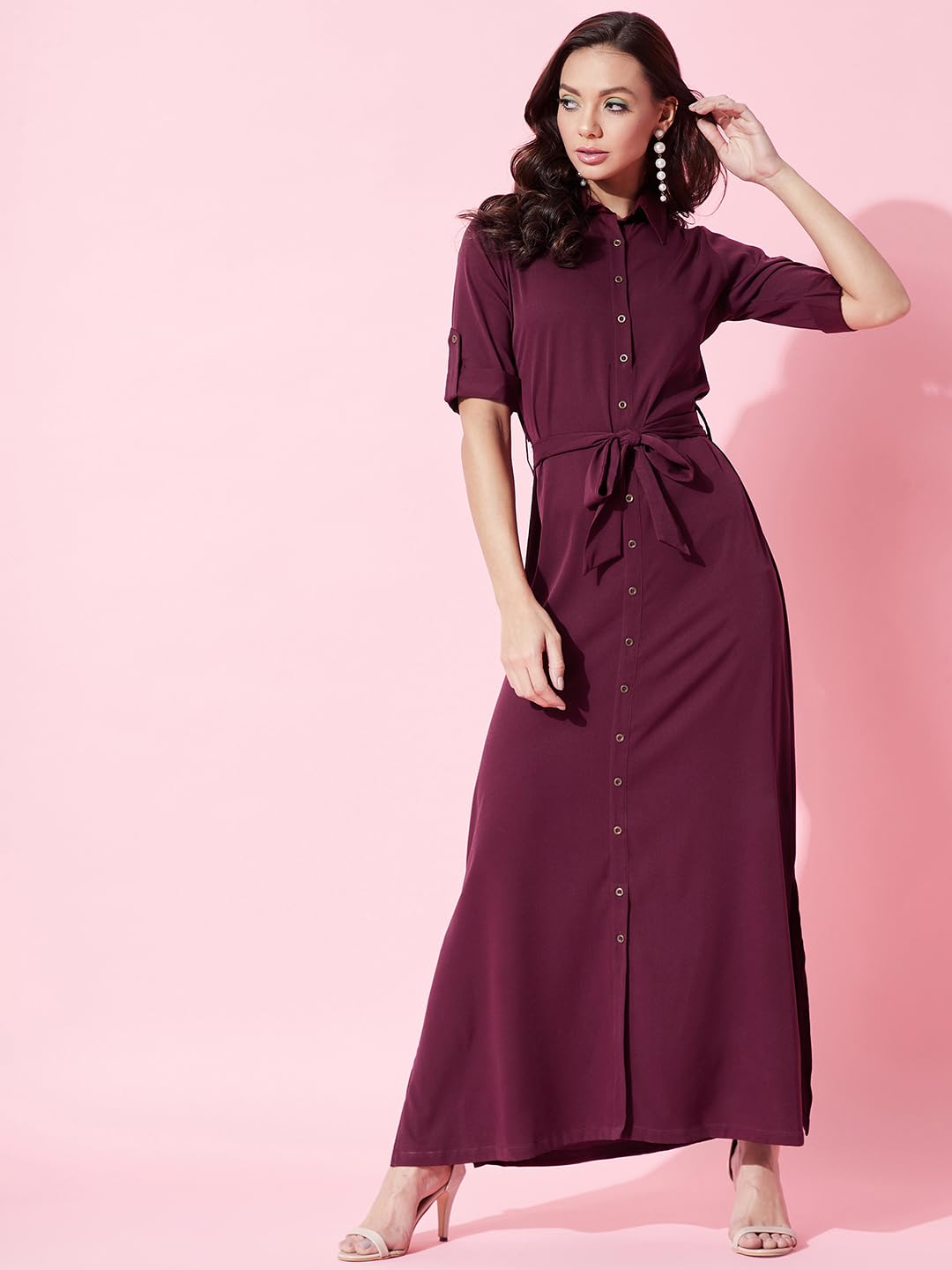Uptownie Lite Collar Buttoned Down Shirt Maxi Dress by Prixsa.com - Image 2