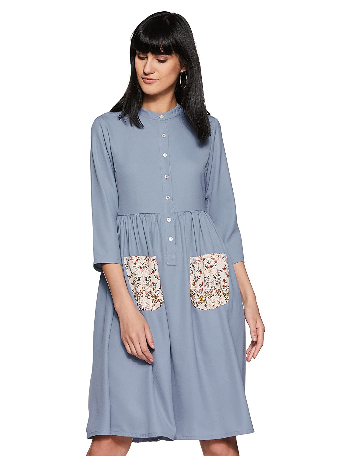 Miss Olive Women's Polyester Shirt Knee-Length Dress by Prixsa.com
