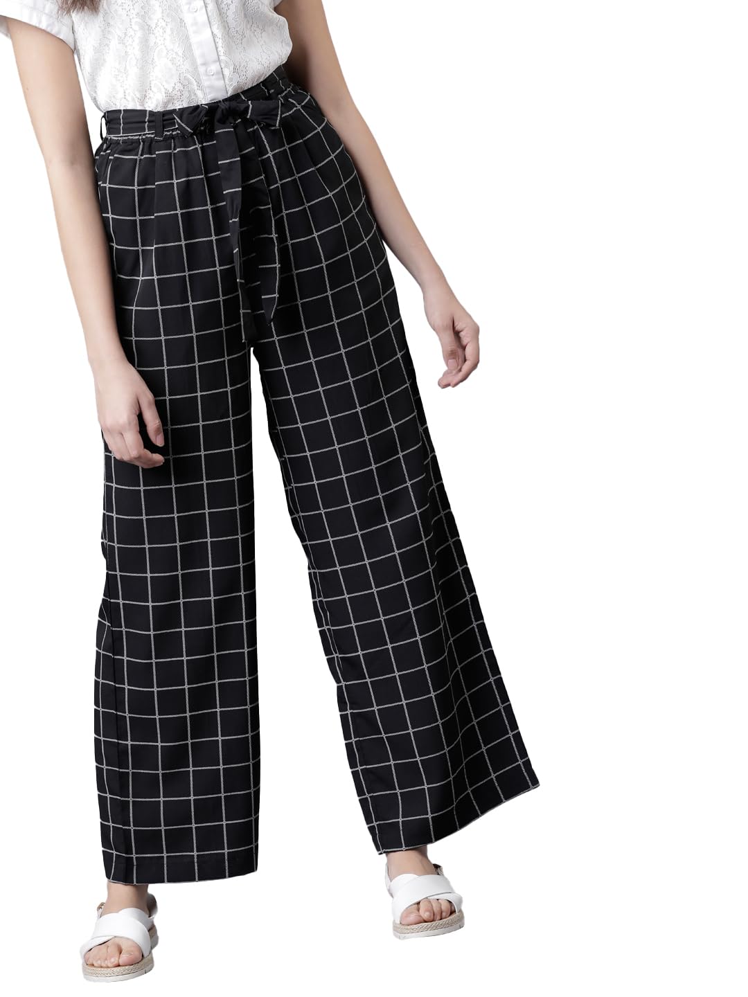 Tokyo Talkies Women's Straight Fit Regular Trousers| Mid-Rise by Prixsa.com