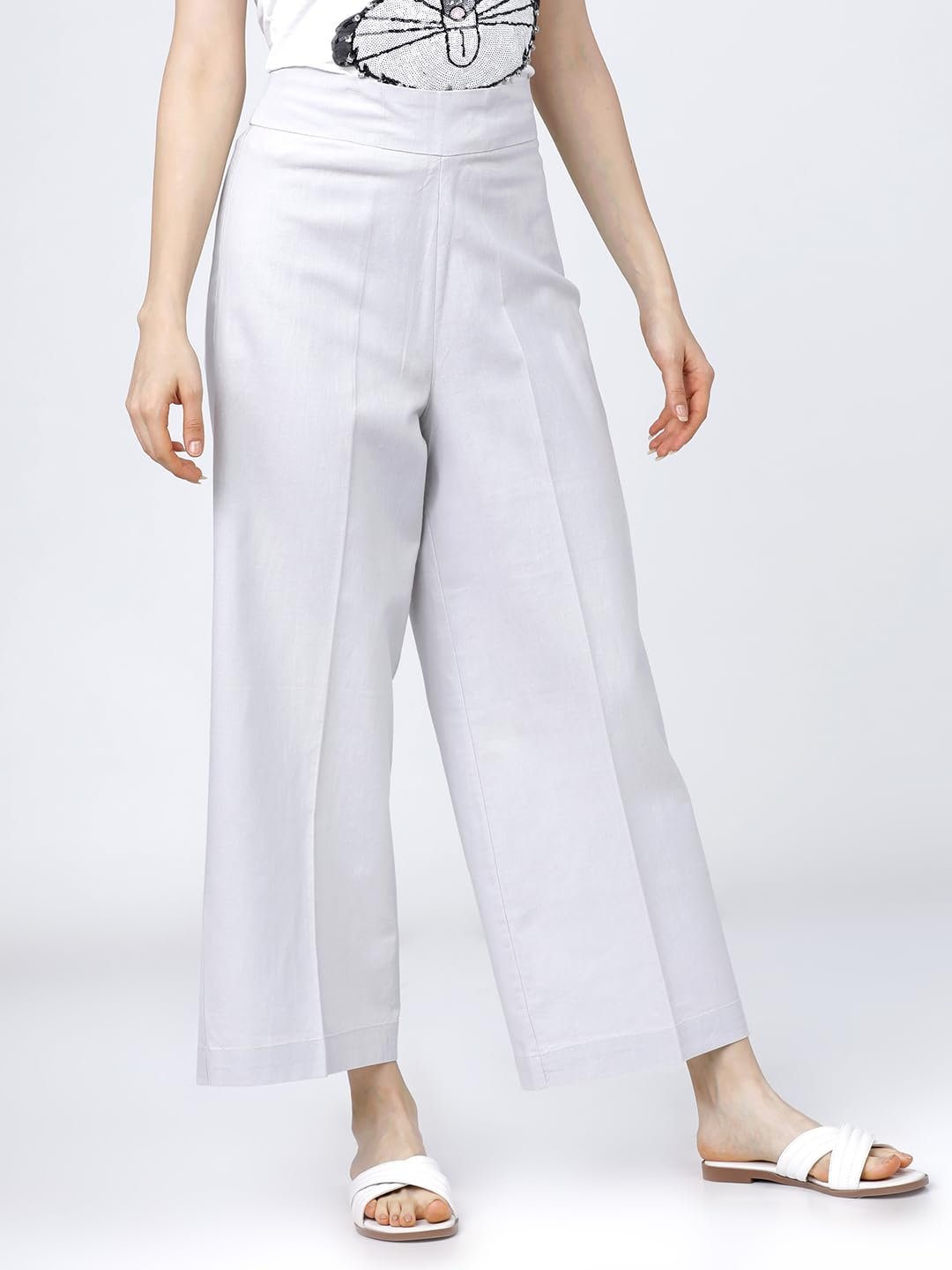 Tokyo Talkies Women's Flared Wide Leg Trousers | Stretchable Trousers| High-Rise by Prixsa.com - Image 4
