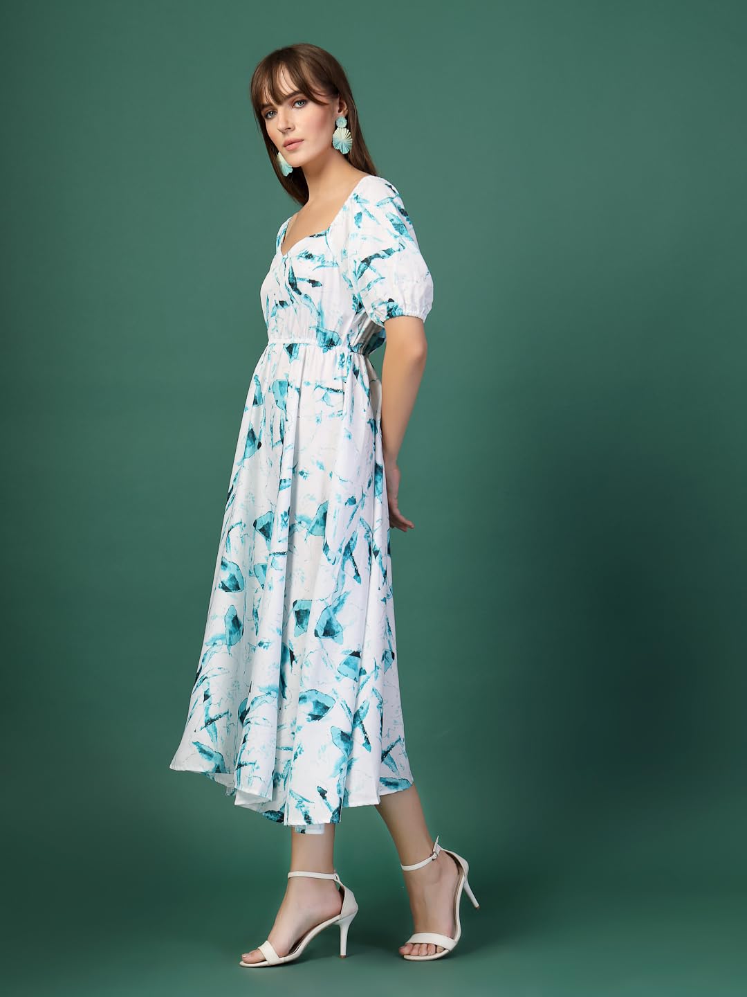 OOMPH! Women's Crepe Fit and Flare Midi Dress by Prixsa.com - Image 3