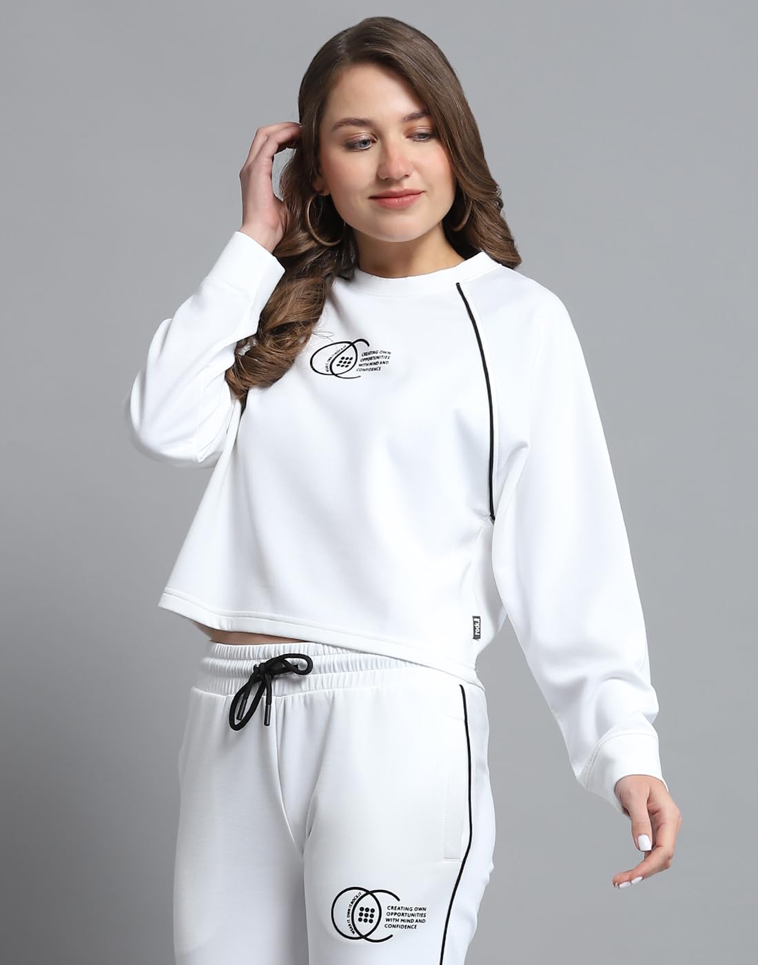 ROCK.IT from house of Monte Carlo Womens Self Design White Round Neck Full Sleeve Sweatshirt_2240102728 by Prixsa.com - Image 3