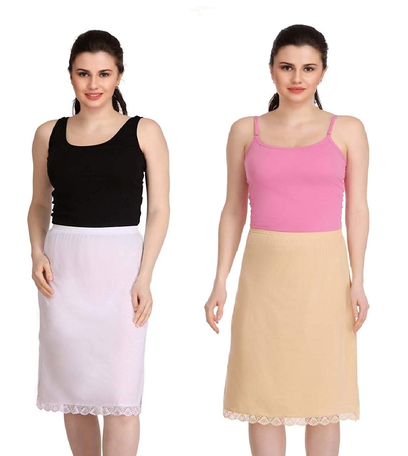 Splash Cotton Rich Regular Skirt Slip for Women - Knee Length by Prixsa.com