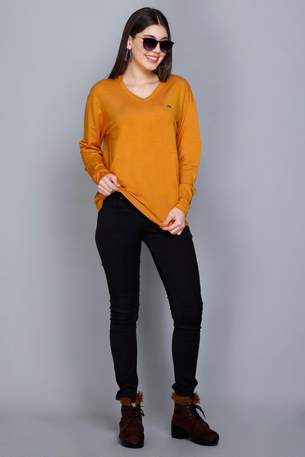 GODFREY Women Wool blend V Neck Sweater by Prixsa.com - Image 7