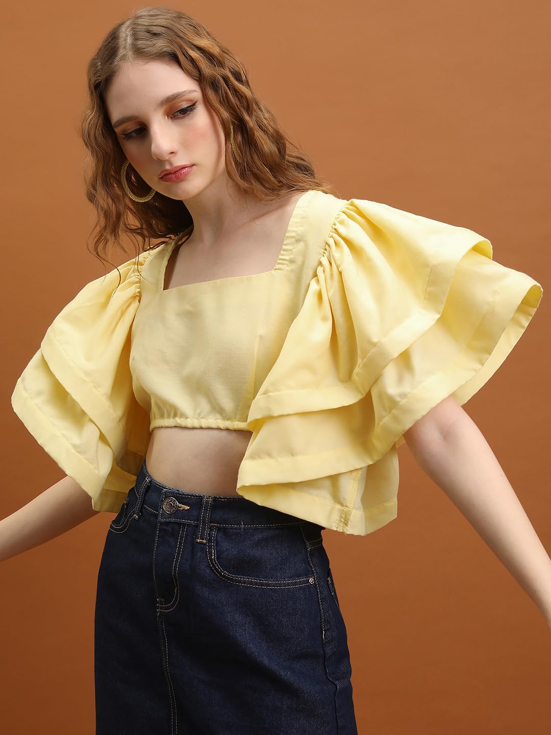 Tokyo Talkies Women's Solid Regular Fit Tops by Prixsa.com - Image 5