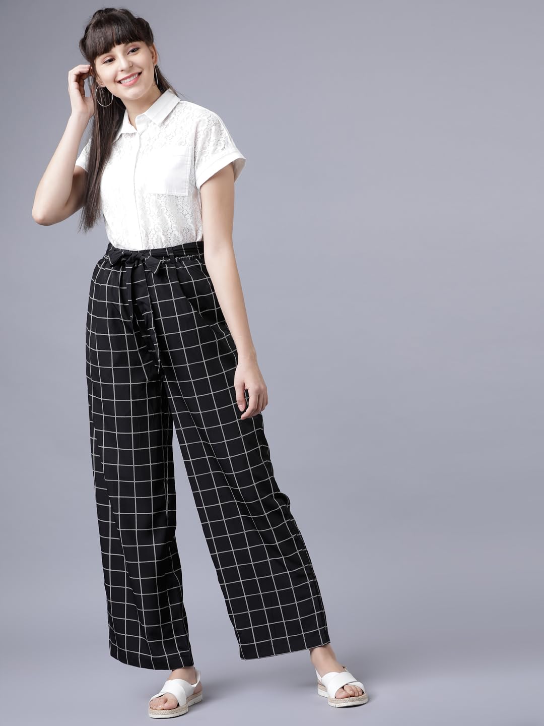 Tokyo Talkies Women's Straight Fit Regular Trousers| Mid-Rise by Prixsa.com - Image 2