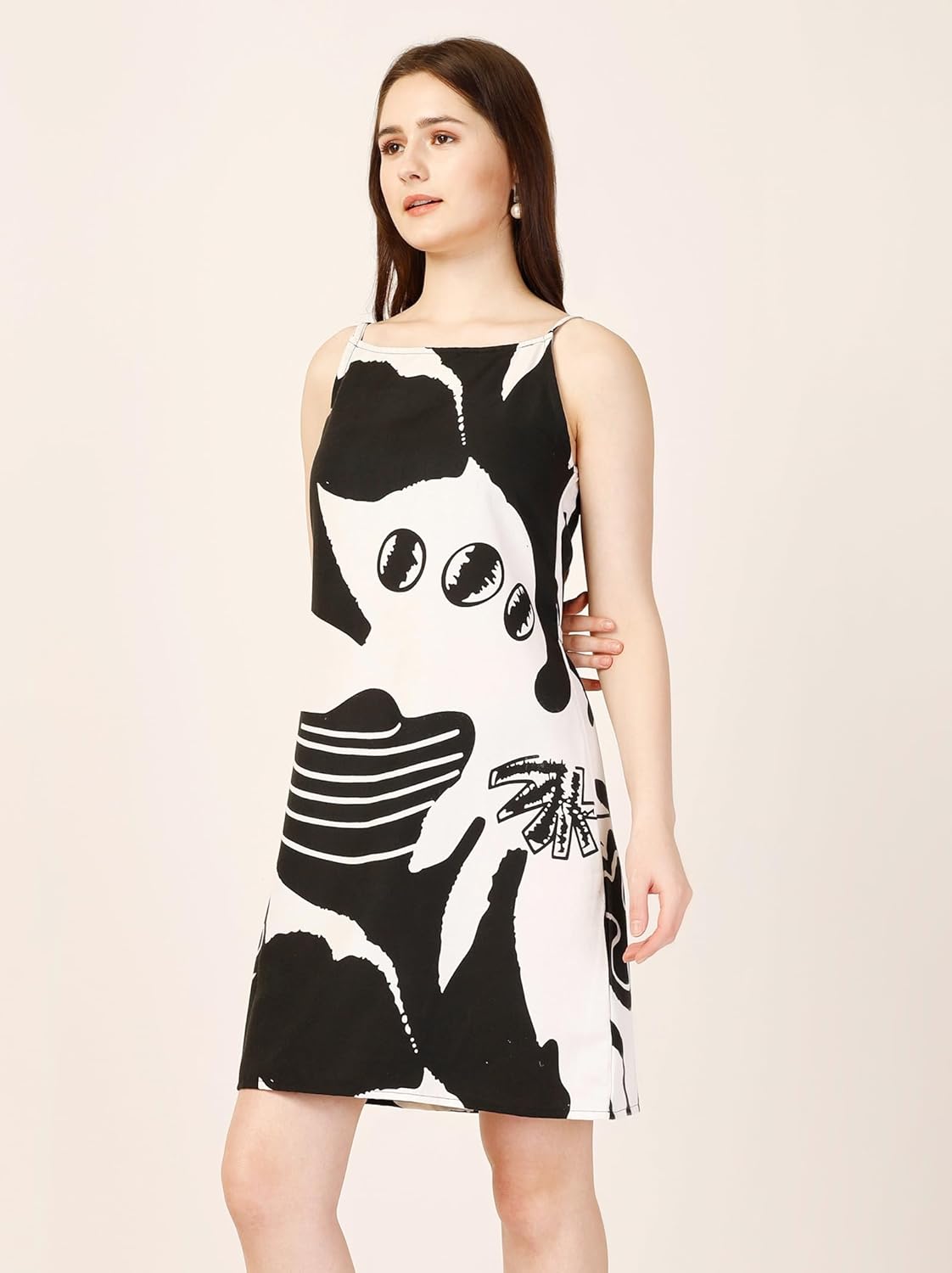 Fashfun Women's Dress (Multicolor Crepe Dress with Straps Sleeves & Back tie-up) by Prixsa.com - Image 3