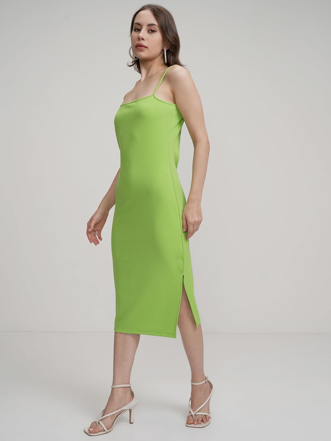 Tokyo Talkies Women's Shoulder Straps Bodycon Midi Dress | Chic & Stylish | Perfect for Parties, Date Nights & Evening Glam by Prixsa.com - Image 7