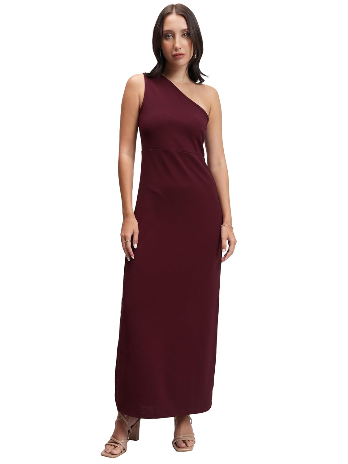 Tokyo Talkies Womens One-Shoulder Sheath Dress | Sleek & Sophisticated | Midi-Length with A Modern Asymmetrical Neckline | Glamourous| Stylish by Prixsa.com