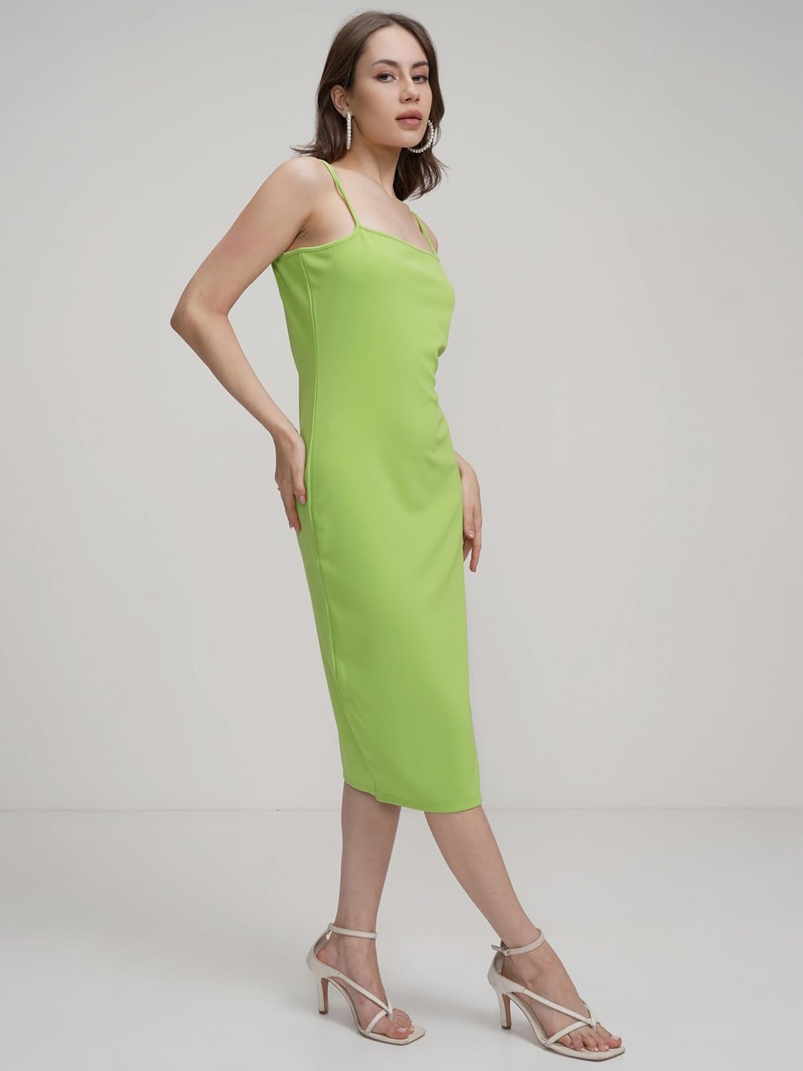 Tokyo Talkies Women's Shoulder Straps Bodycon Midi Dress | Chic & Stylish | Perfect for Parties, Date Nights & Evening Glam by Prixsa.com - Image 4