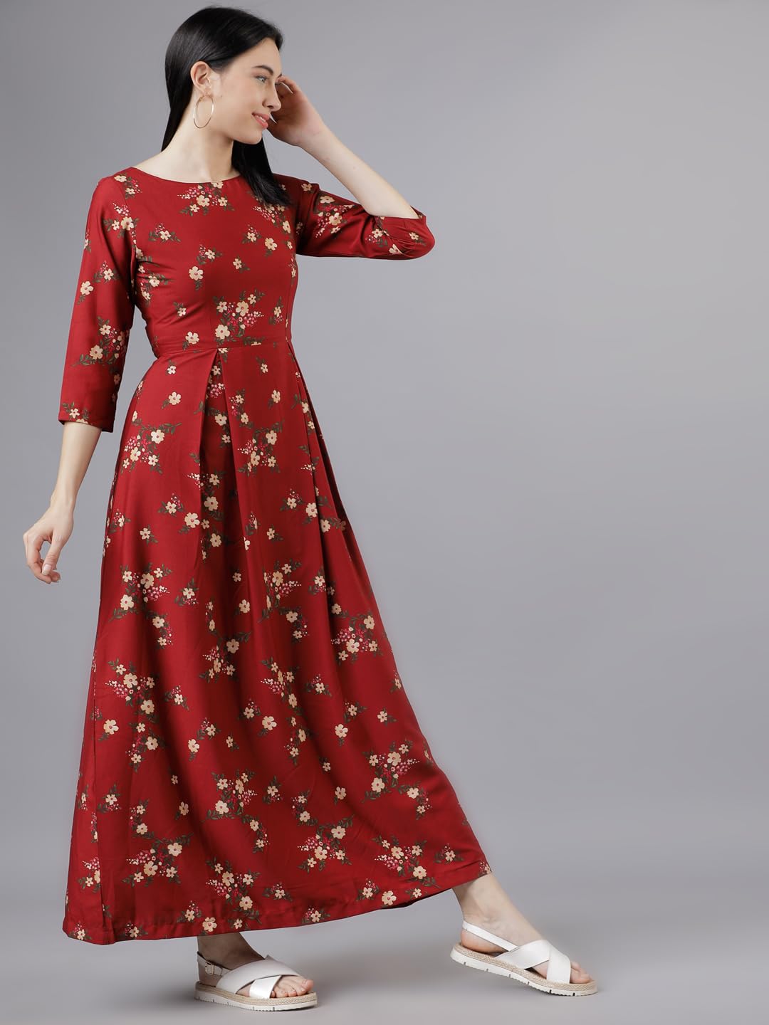 Tokyo Talkies Women's Three-Quarter Sleeves Boat Neck Printed Dresses | Stylish Dresses | Casual Dresses by Prixsa.com - Image 4