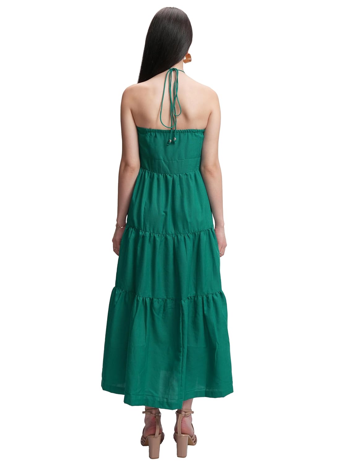 Tokyo Talkies Womens Dresses Women | Halter Neck | Tiered Maxi Dress | Elegant & Flowy | Perfect for Casual & Special Occasions| Stylish by Prixsa.com - Image 3