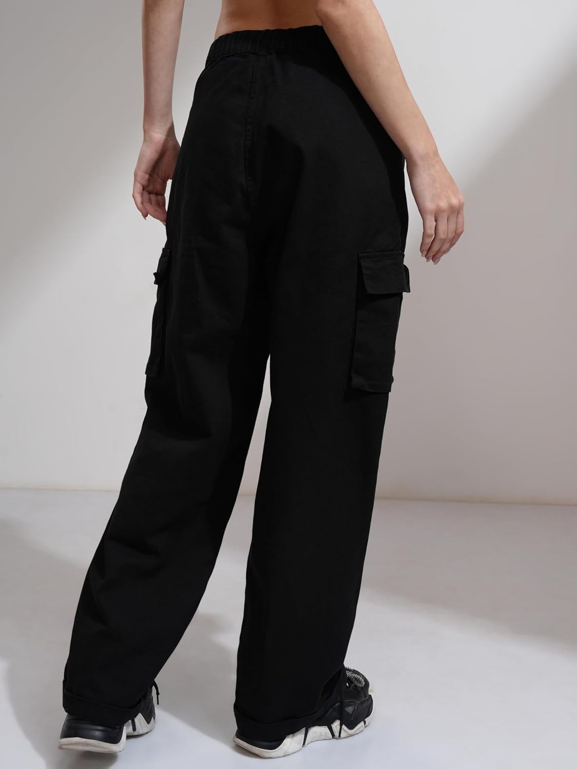 Tokyo Talkies Women's Straight Fit Wide Leg Trousers| Mid-Rise by Prixsa.com - Image 3