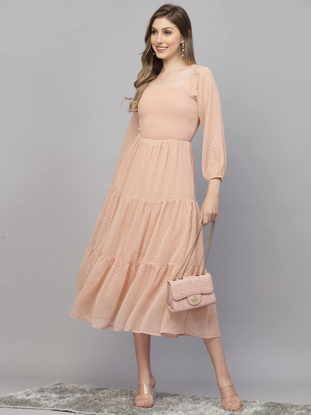 AAYU FIT & Flare Dobby Smoking Yoke Dress by Prixsa.com - Image 3