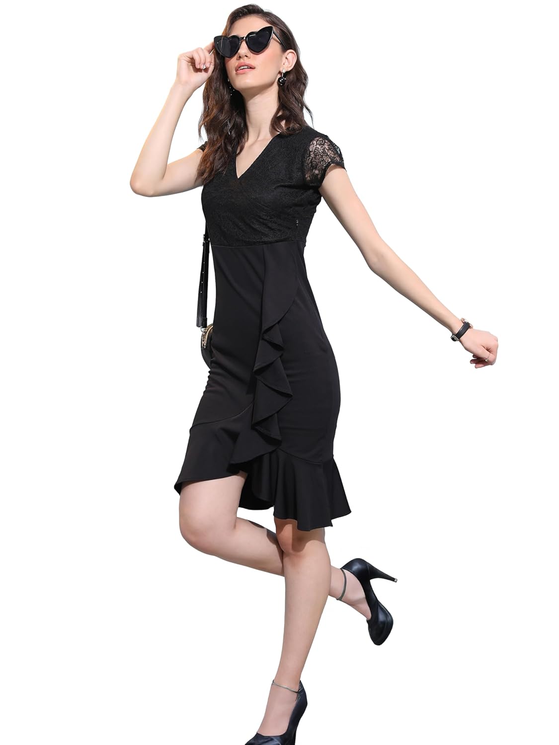 Tokyo Talkies Women's Short Sleeves V-Neck Solid Dresses | Stylish Dresses | Casual Dresses by Prixsa.com