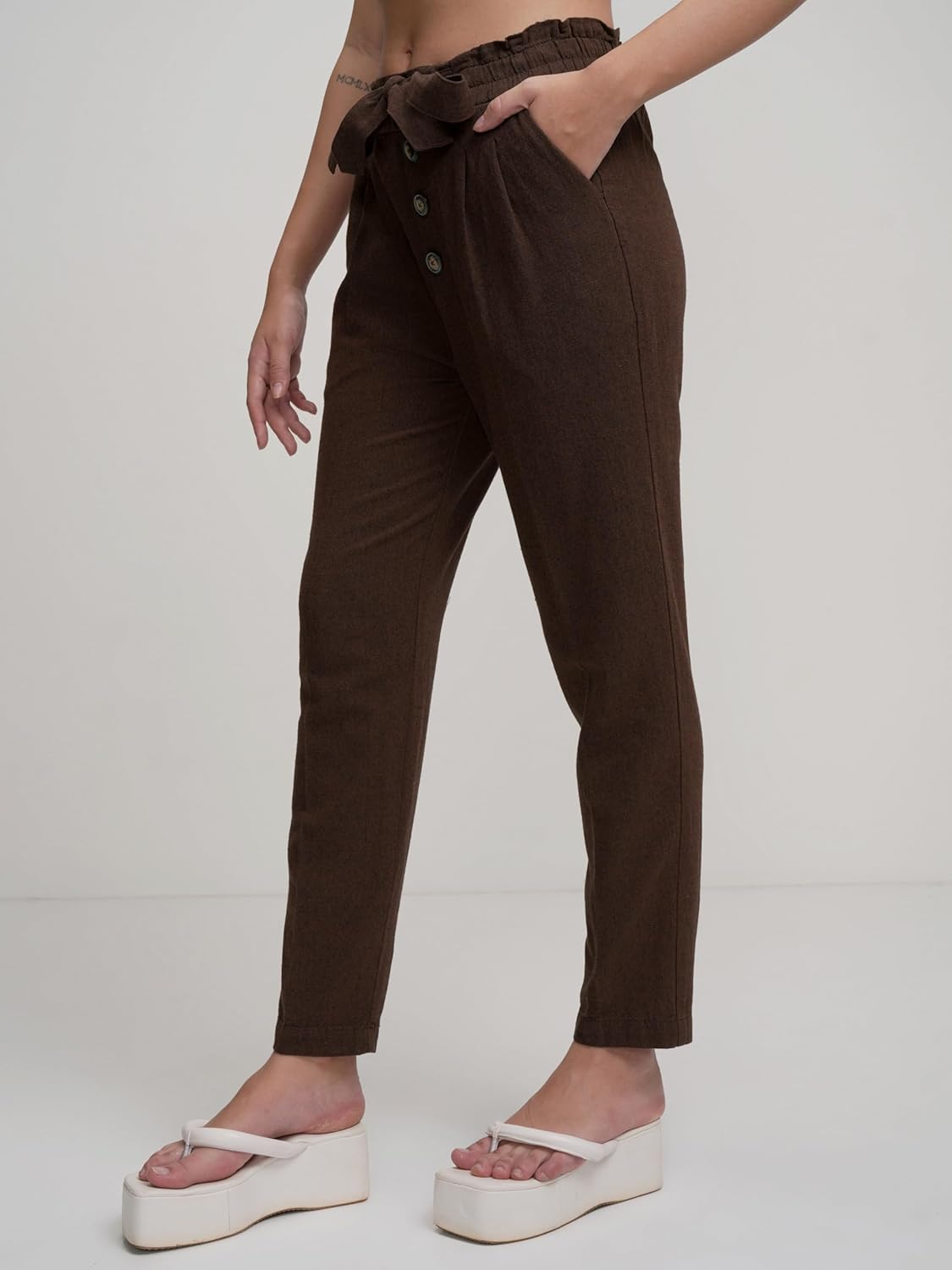 Tokyo Talkies Women's Tapered Fit Peg Trousers| High-Rise|Women Trousers Pants by Prixsa.com - Image 7