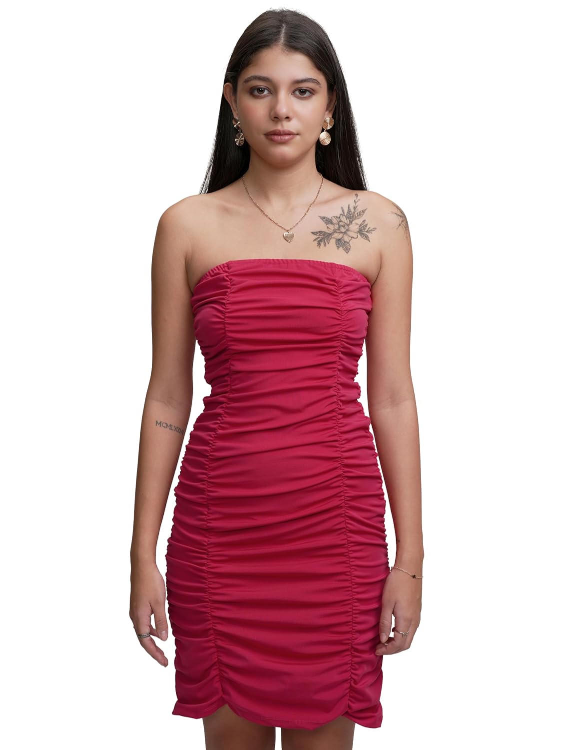 Tokyo Talkies Womens Glamorous Off-Shoulder Ruched Bodycon Mini Dress | Sleek & Flattering Silhouette for A Bold Statement| Stylish by Prixsa.com