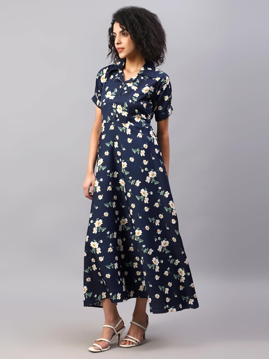 ELVORA Floral Print Women's Maxi Shirt Dress by Prixsa.com - Image 4