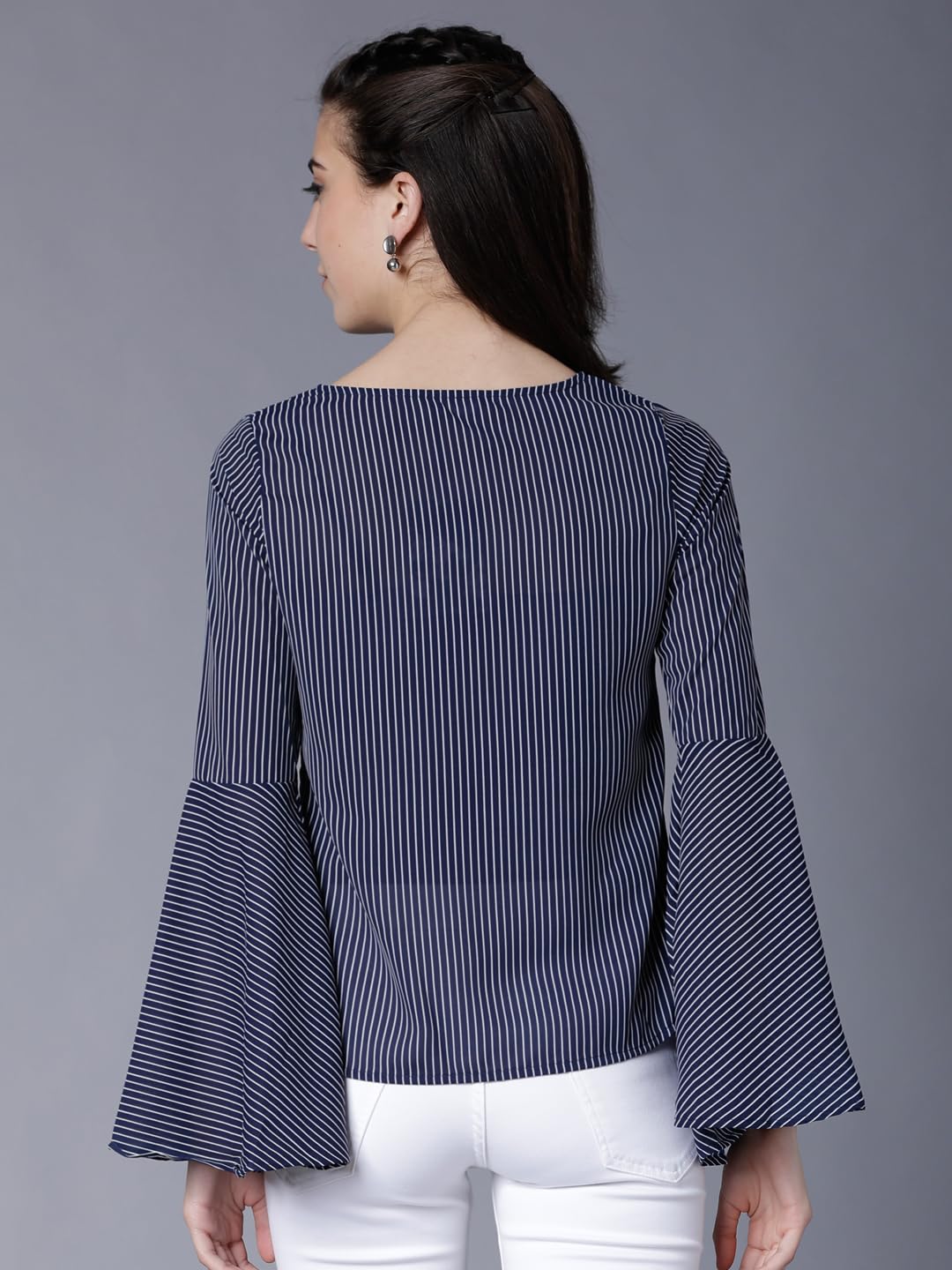 Tokyo Talkies Women's Striped Relaxed Fit Tops by Prixsa.com - Image 3