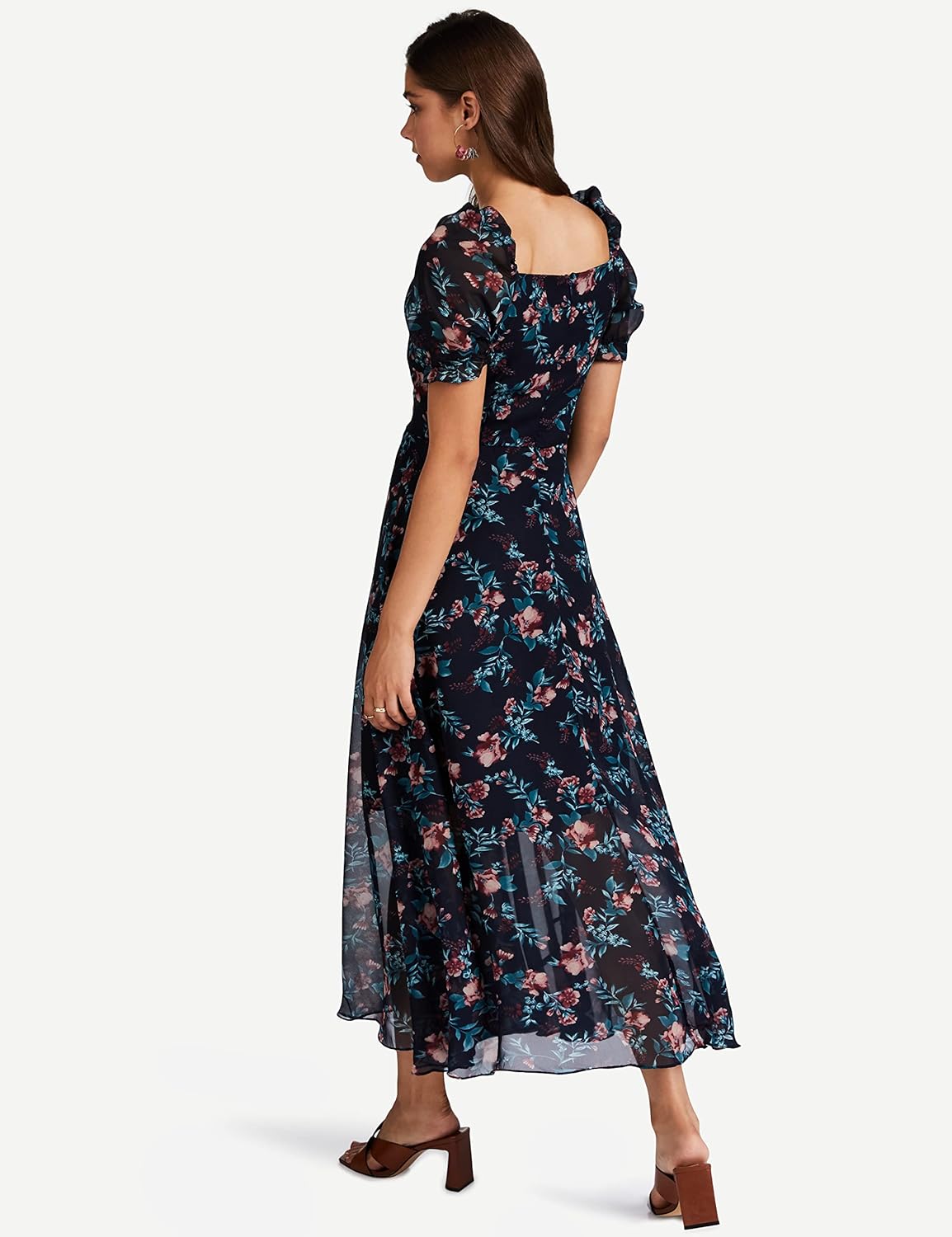 Rare Women's Georgette Fit and Flare Maxi Casual Dress (EP6218_Blue_Medium) by Prixsa.com - Image 2