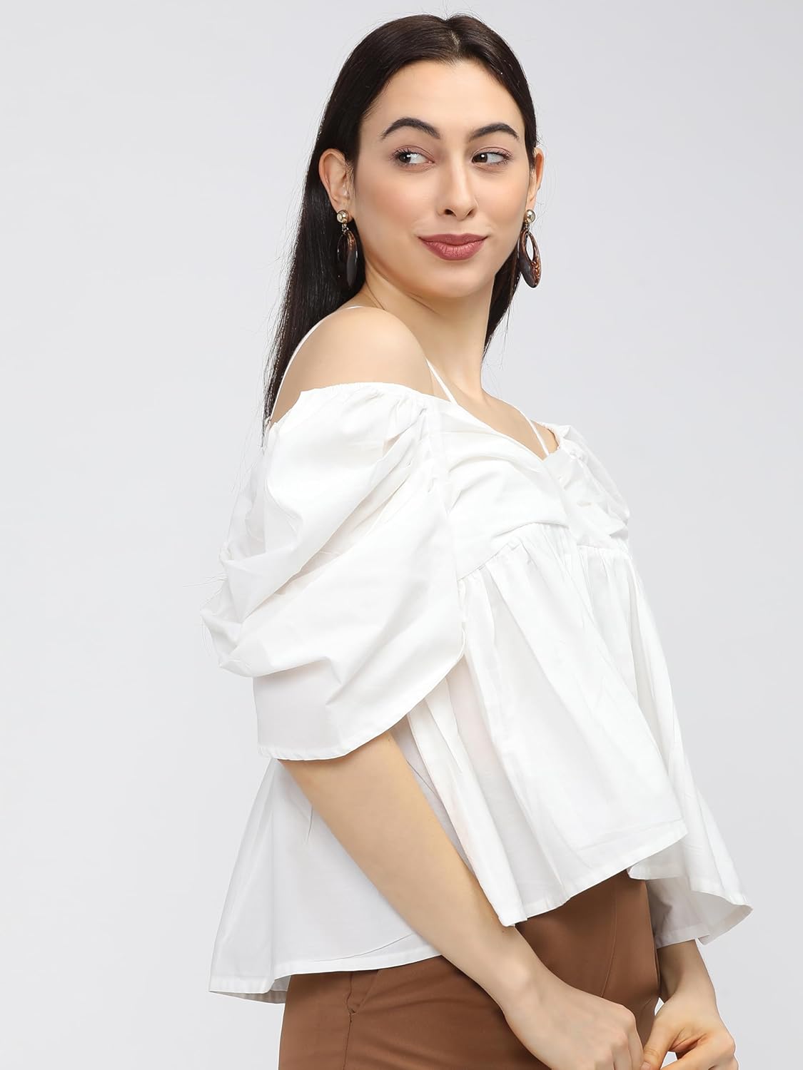 Tokyo Talkies Women's Short Sleeves Off-Shoulder Solid Tops| Stylish Casual wear by Prixsa.com - Image 4