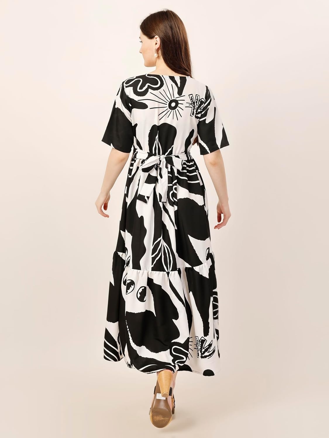 Fashfun Women's Printed Tiered Dress with V-Neck by Prixsa.com - Image 3