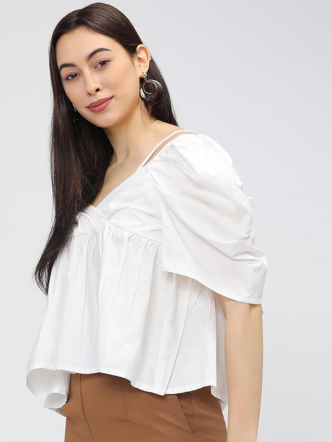 Tokyo Talkies Women's Short Sleeves Off-Shoulder Solid Tops| Stylish Casual wear by Prixsa.com - Image 2