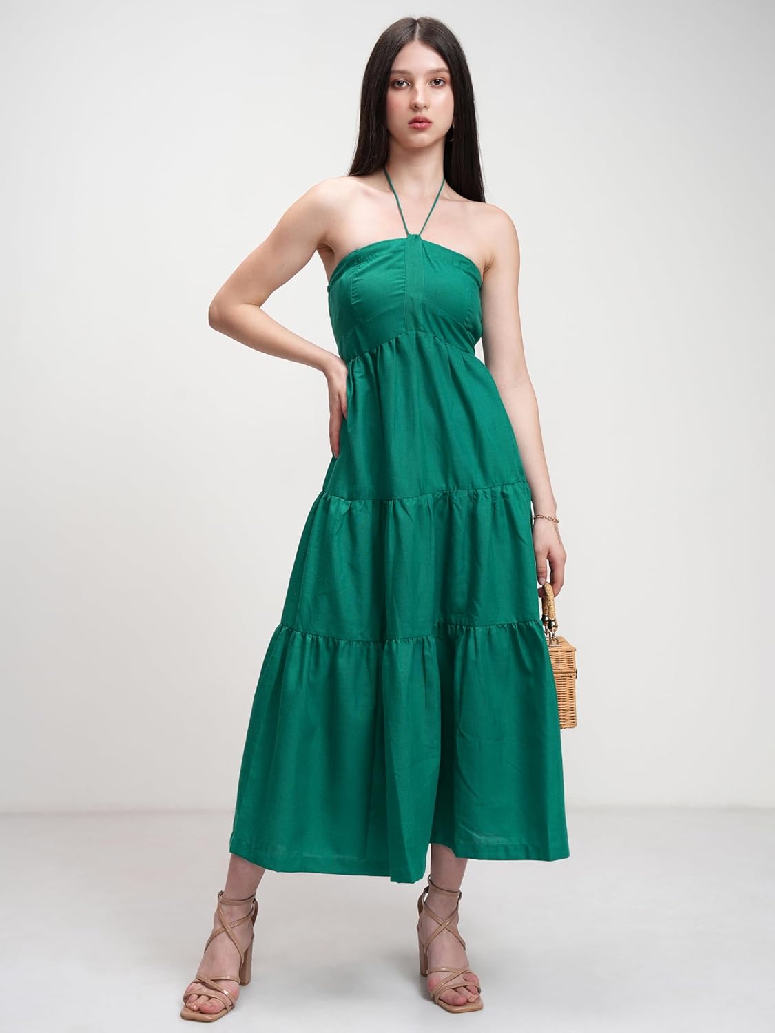 Tokyo Talkies Womens Dresses Women | Halter Neck | Tiered Maxi Dress | Elegant & Flowy | Perfect for Casual & Special Occasions| Stylish by Prixsa.com - Image 4