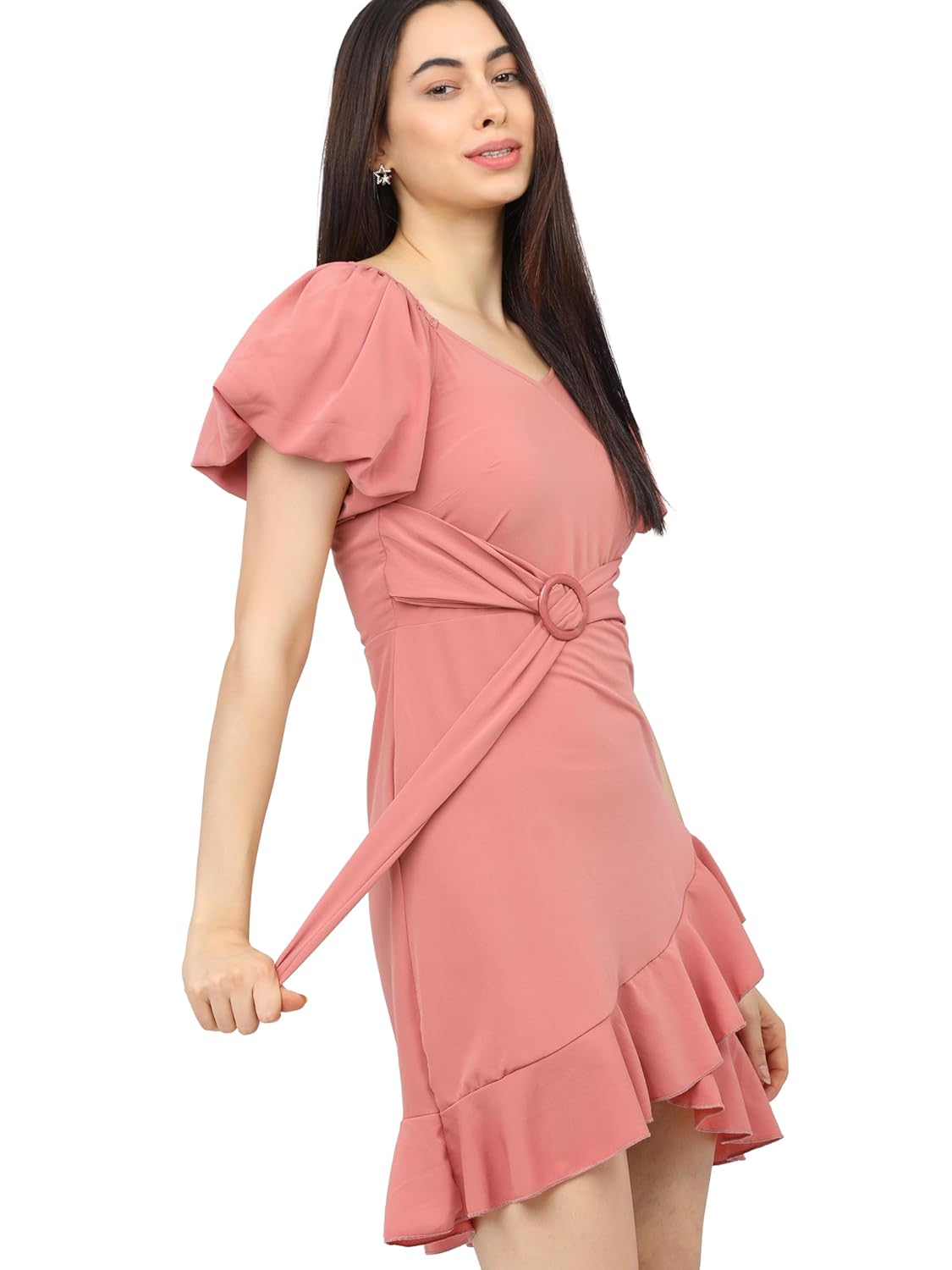 Tokyo Talkies Women's Short Sleeves V-Neck Solid Dresses | Stylish Dresses | Casual Dresses by Prixsa.com