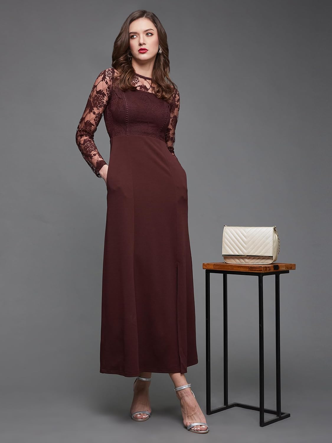 Miss Olive Women's Polyester Asymmetrical Maxi Dress by Prixsa.com - Image 7
