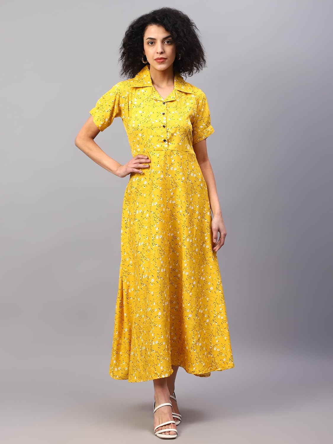 ELVORA Floral Print Women's Maxi Shirt Dress by Prixsa.com - Image 3