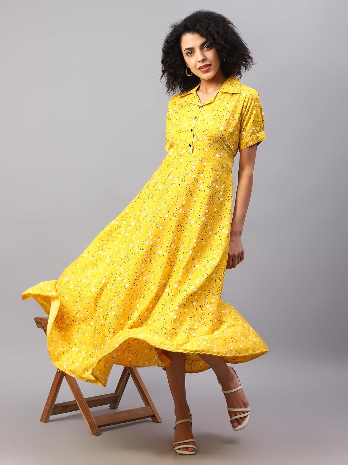 ELVORA Floral Print Women's Maxi Shirt Dress by Prixsa.com - Image 2