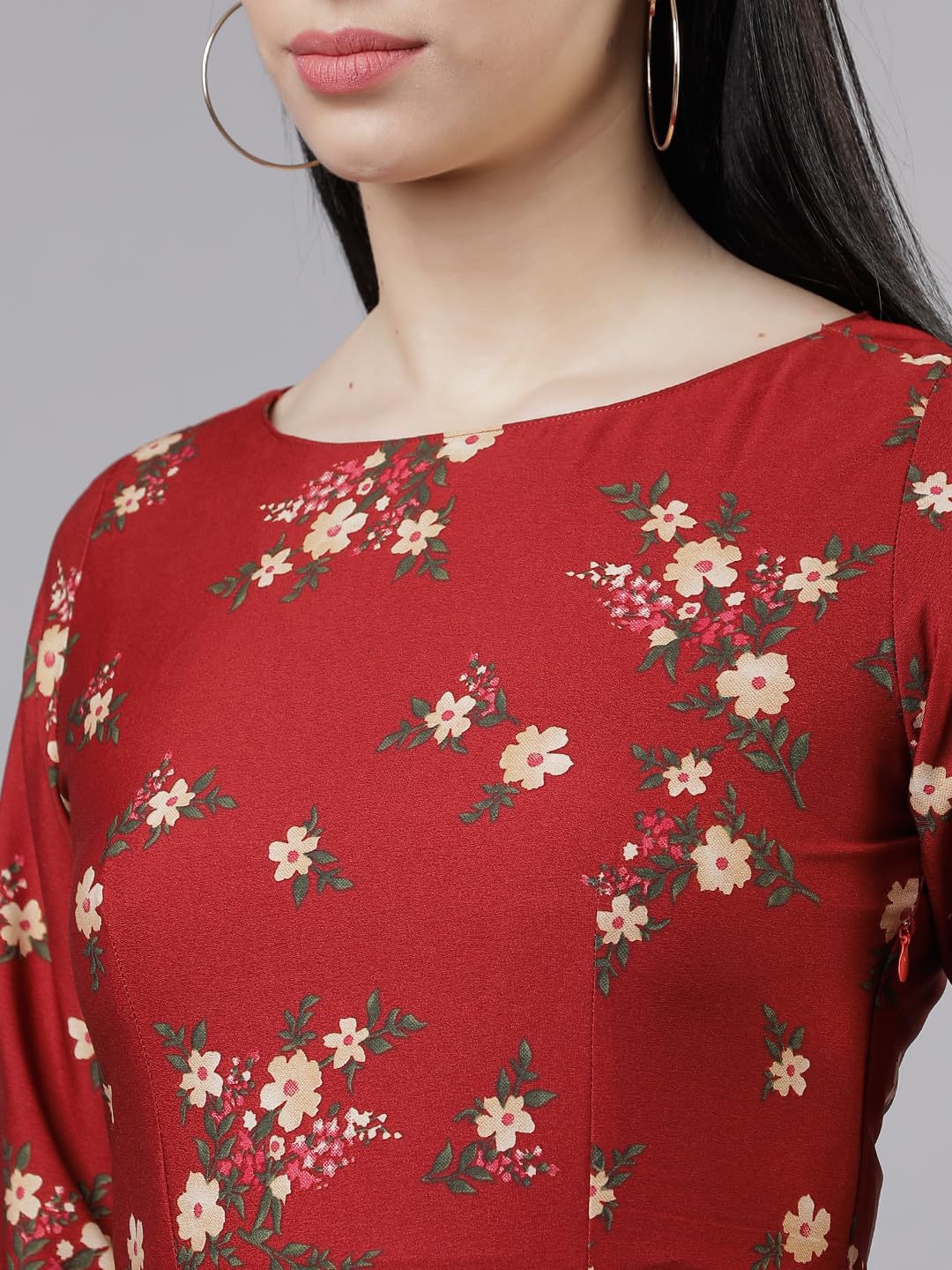 Tokyo Talkies Women's Three-Quarter Sleeves Boat Neck Printed Dresses | Stylish Dresses | Casual Dresses by Prixsa.com - Image 5